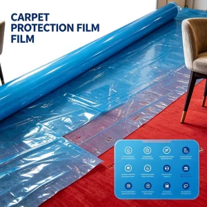 PE Carpet Protection Film Roll, Soft Plain, 60 cm Width, Temporary Residential Flooring Coverage