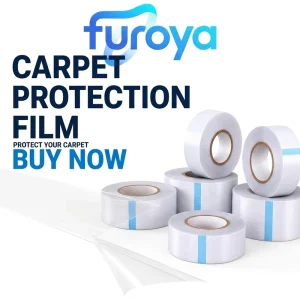 PE Carpet Protective Film Roll Plain High Gloss Surface Soft Hardness 50cm for Construction Site Floor Protection