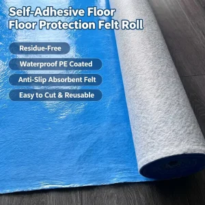 PE Film Coated Protective Felt Roll Custom Size Self Adhesive Residue-Free Waterproof Floor Cover for Construction Decoration