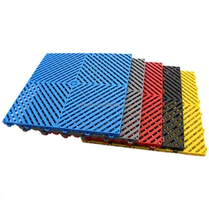 PP Anti-Slip Waterproof Click Plain Floor Tiles Indoor Raised Floor for Workshop, Car Wash, and Garage