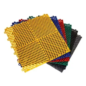 PP Click Interlocking Flooring Tiles, Anti-Slip, Drainage, Removable, Eco-Friendly, Waterproof, for Car Showrooms and Garages