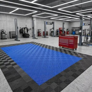 PP Indoor Garage Interlocking Non-Slip Waterproof Removable Floor Tiles with Drainage Mats for Car Washes and Workshops