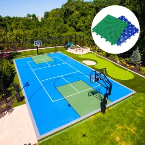 PP Interlock Basketball Court Flooring Tiles with Rubber Elastic Dampers Modular Sports Tiles for Home Backyard Game Courts