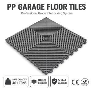PP Interlocking Garage Floor Tiles 18mm Anti-Slip Waterproof Drainage Plastic Flooring