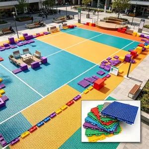 PP Interlocking Modular Floor Tiles for Outdoor Fitness Centers, Gyms, and Sports Courts