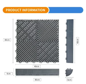 PP Waterproof Anti-Slip Wear-Resistant Tiles, 40*40*1.8cm, Click-Lock System, Square Indoor Flooring for Supermarkets and Malls