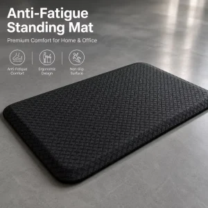 PU Anti-Fatigue Standing Mat with Non-Slip Rubber Backing, Antimicrobial Cushioned Waterproof Surface