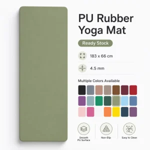 PU Natural Rubber Yoga Mat 183x66cm 4.5mm Non-Slip Sweat-Resistant Smooth Surface