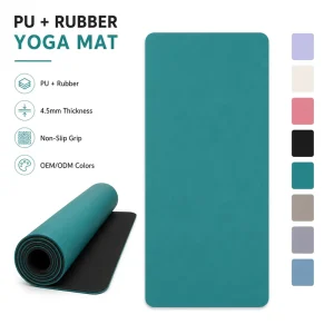 PU Rubber Gym Mat 183x68cm 4.5mm Rectangular Non Slip Yoga Pilates Exercise Mat Custom Logo ODM Supplier