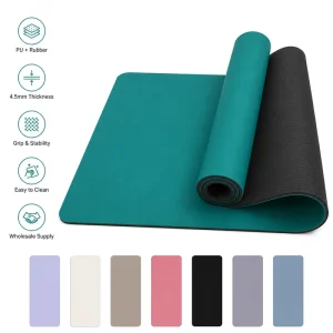 PU Rubber Hot Yoga Mat 183x68cm 4.5mm Rectangular Non-Slip Sweat-Absorbent Pilates Fitness Exercise Mat