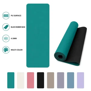 PU Rubber Training Exercise Mat 183x68cm 4.5mm Rectangular Non-Slip Moisture-Absorbing Yoga Pilates Mat
