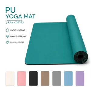 PU Rubber Yoga Exercise Mat 183x68cm 4.5mm Rectangular Anti-Slip Wet-Grip Pilates Workout Mat Factory