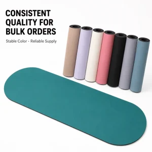 PU Rubber Yoga Mat 183x68cm 4.5mm Capsule Shape Rounded Ends Sweat Absorbent Pilates Exercise Mat