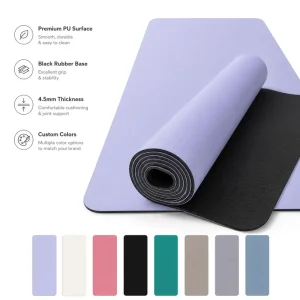 PU Rubber Yoga Training Mat 183x68cm 4.5mm Rectangular High Grip Sweat Absorbent Pilates Exercise Mat Custom Logo