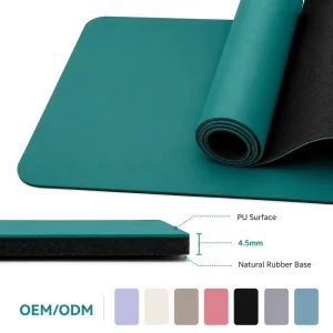 PU Rubber Yoga Training Mat 183x68cm 4.5mm, Rectangular High-Grip Sweat-Absorbent Pilates Exercise Mat with Custom Logo