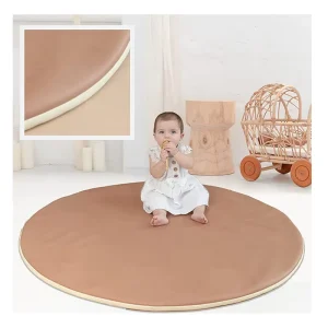 PU Vegan Leather Waterproof Cushioned Baby Play Mat Foam-Padded for Crawling Camping and Playroom