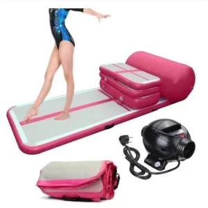 PVC Floating Air Track Inflatable Gymnastics Mat with Electric Pump 10mm Thick Moisture-Proof Foldable