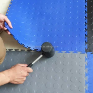 PVC Interlocking Floor Tiles Plain Surface Non Slip Waterproof Impact Resistant for Industrial Workshop Garage & Repair Areas