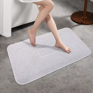 PVC Non-Slip Bathroom Floor Mat with Suction Cups, Hollowed-Out Quick-Drain