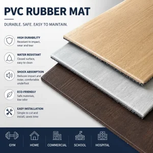 PVC Rubber Gym Flooring Tiles, Various Thicknesses