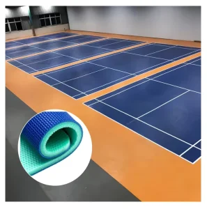 PVC Sports Flooring Roll Multipurpose Athletic Center Thick Vinyl Setup Quick Rollout
