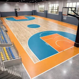 PVC Vinyl Basketball Court Flooring Roll Indoor Sports Gym Floor Anti Slip Shock Absorption Sports Flooring