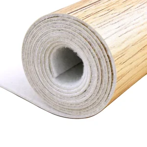 PVC Vinyl Flooring Roll Eco-Friendly Waterproof Anti-Slip Wood Grain for Kitchen Living Room Hotels Hospitals Schools Gym