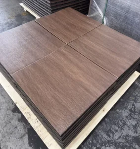 PVC Wood Grain Gym Flooring Tiles Non-Toxic Waterproof Wooden Rubber Mat for Household Noise Reduction
