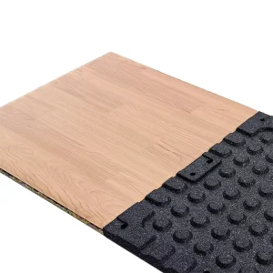 PVC Wood Grain Rubber Gym Flooring Shock Absorption Rubber Tiles Factory