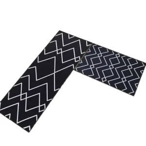 Pack of 2 Anti-Fatigue Non-Slip Washable Geometric Zigzag Polyester Kitchen Mats