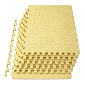 Pale Yellow Non-Toxic Soft EVA Interlocking Baby Nursery Gym Mat Floor Tiles