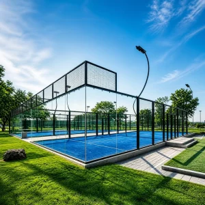 Panoramic Paddle Court Cover with Monofilament Turf WPT Standard Size Residential Area