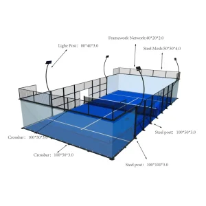 Panoramic Padel Court Outdoor UV-Resistant Glass Walls and Tournament Surface for Club and Sports Center