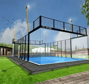 Panoramic Padel Tennis Court 20×10m Outdoor Indoor Assembled Anti-Rust Steel Structure