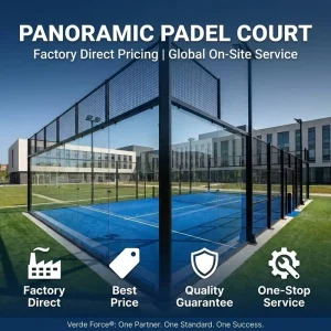 Panoramic Padel Tennis Court with Hot Dip Galvanized Steel Frame for School & College Use