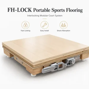 Patented DIY Easy Assembly Low Maintenance Quick Install Hidden Locking System Portable Interlocking Basketball Court Wood Floor