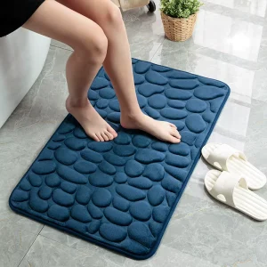 Pebble Embossed Coral Fleece Doormat Anti-slip Thick Absorbent Floor Mat for Bathroom, Entryway, Bedroom, Home, and Hotel