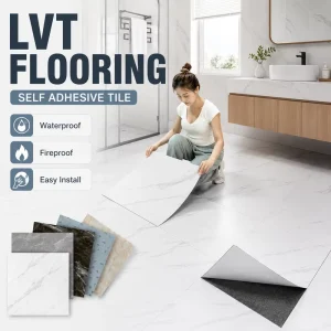 Peel and Stick Floor Tile PVC Marble Design Anti Slip Kitchen Bathroom Hotel Apartment OEM Supply