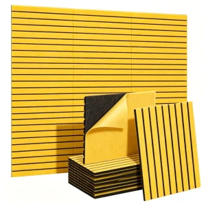 Peel and Stick Grooved Polyester Fiber Acoustic Panels Easy Install Noise Reduction Wall Decor