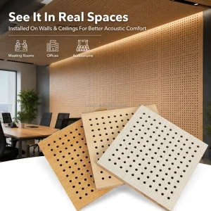 Perforated Wood Acoustic Panel MDF Slotted Sound Absorbing Board Fireproof Acoustic Wall Panel Studio Home Theater Office