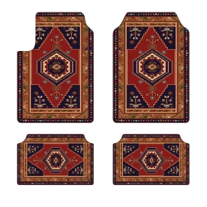 Persian Style Car Floor Mat Set 4 Pieces Full Coverage Irregular Car Foot Mats Washable Auto Carpet OEM Label