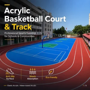 Pickleball Court Multi-Sport Acrylic Flooring Paint, Eco-Friendly Anti-Slip Shock-Absorption Coating for Basketball Courts and Tracks