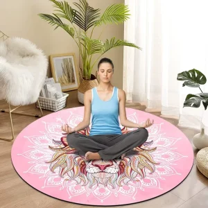 Pilates Mat Round Oversize Yoga Mat Suede Rubber Non-Slip Dia 140cm Exercise Mat Meditation Mat Workout Mat for Home Outdoor