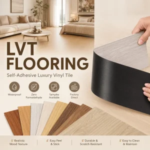 Piso Pvc Autoadhesivo Glue Down Vinyl Flooring Walnut Finish Fireproof Stable Surface Contractor Bulk Production