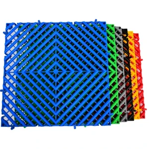 Plastic Anti-Slip Vinyl Flooring, Interlocking, Vented, Garage Floor Tiles, 40x40cm, Waterproof, Fireproof