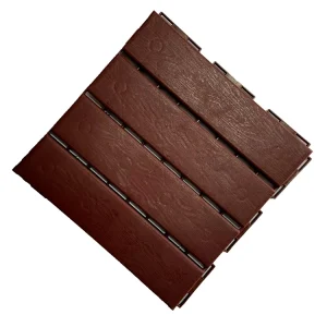 Plastic European Design Anti-Slip Floor Tiles, 12-Slat Interlocking Deck Tiles, Black