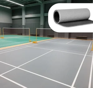 Plastic PVC Badminton Court Floor with Pickleroll Design for Basketball Pickleball Volleyball Sports Flooring