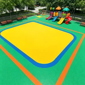 Plastic UV Resistant Outdoor Sports Flooring, Multi-Color Interlocking Tiles for Children’s Playgrounds