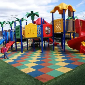 Playground Surfacing Patio Rubber Tiles Interlock Shape CE Certified Flooring