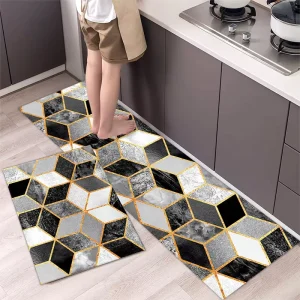 Polyester Crystal Velvet Non-Slip Water-Absorbent Runner Rug Kitchen Floor Mat
